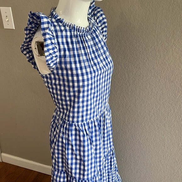 NWT J. Crew Tiered Ruffle-sleeve gingham dress XS SM Tall. - Picture 10 of 10